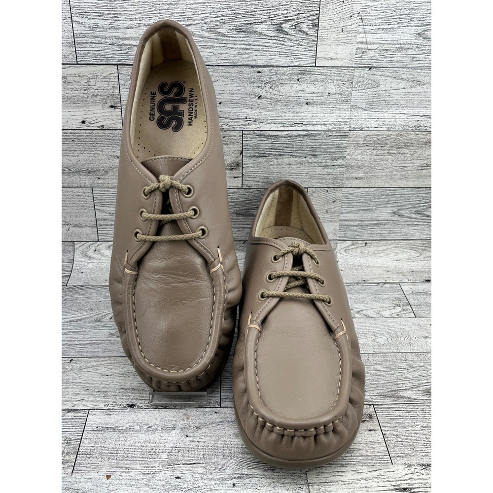 SAS Siesta Women Sz 10M Taupe Leather Handsewn Comfort Walking Shoes Made in USA